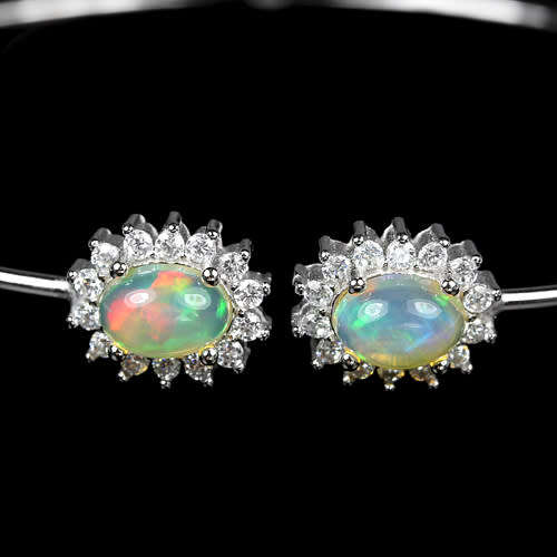 "IN STOCK" RAINBOW OPAL STERLING 925 SILVER CUFF BANGLE FREE SIZE