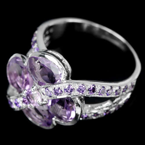 "IN STOCK" PURPLE AMETHYST OVAL STERLING 925 SILVER RING SIZE 7