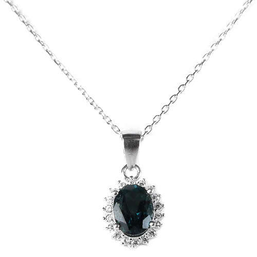 "IN STOCK" LONDON BLUE TOPAZ OVAL STERLING 925 SILVER NECKLACE 18