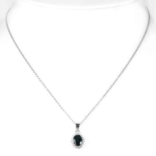 "IN STOCK" LONDON BLUE TOPAZ OVAL STERLING 925 SILVER NECKLACE 18