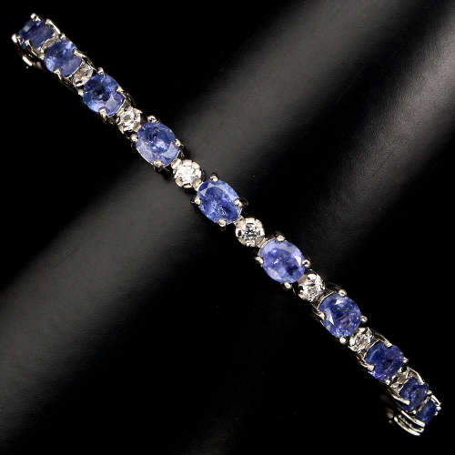"IN STOCK" Oval 5x4mm Top Blue Violet Tanzanite 925 Sterling Silver Bracelet
