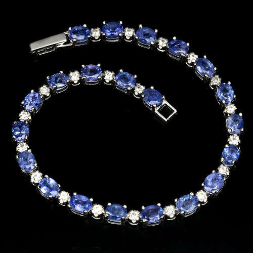 "IN STOCK" Oval 5x4mm Top Blue Violet Tanzanite 925 Sterling Silver Bracelet