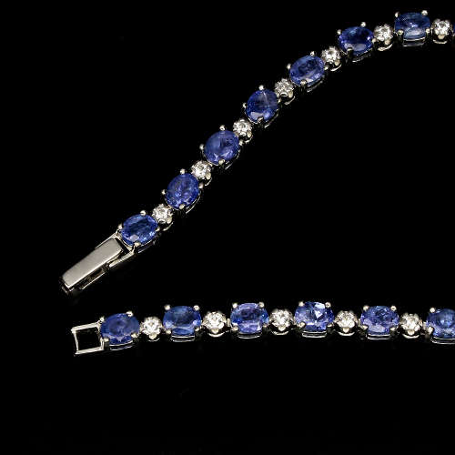 "IN STOCK" Oval 5x4mm Top Blue Violet Tanzanite 925 Sterling Silver Bracelet