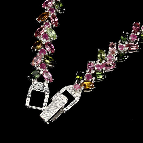 "IN STOCK" Marquise 4x2mm Fancy Tourmaline Ruby 925 Sterling Silve Bracelet 8in