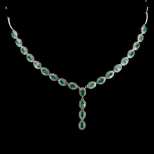 "IN STOCK" Oval 6x4mm Top Rich Green Emerald 925 Sterling Silver Necklace
