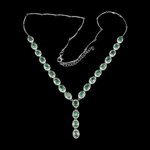 "IN STOCK" Oval 6x4mm Top Rich Green Emerald 925 Sterling Silver Necklace