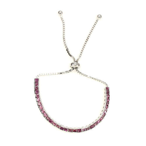 "IN STOCK" Square 3mm Raspberry Rhodolite Garnet 925 Sterling Silver Bracelet 10