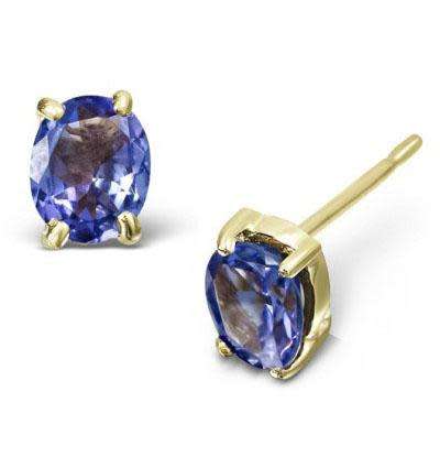 1 Carat Tanzanite Earrings in 14K Solid Gold