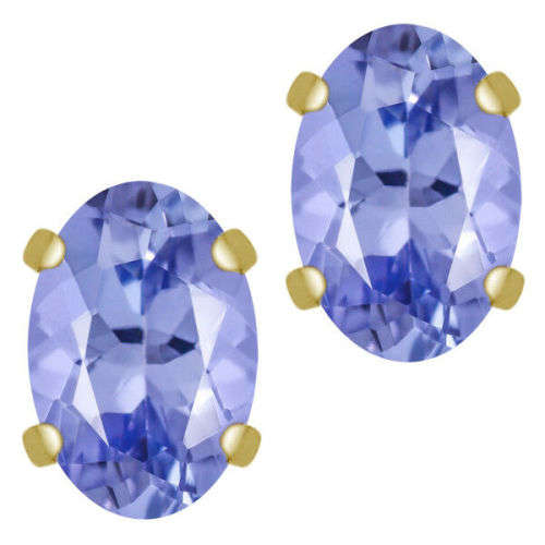 1 Carat Tanzanite Earrings in 14K Solid Gold