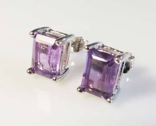 ***IN STOCK!!*** REAL AMETHYST AND STERLING SILVER EARRINGS