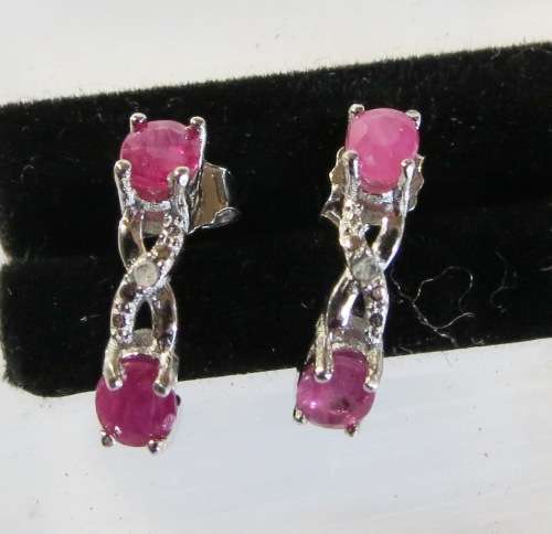 ***IN STOCK!!*** REAL RUBY AND STERLING SILVER EARRINGS