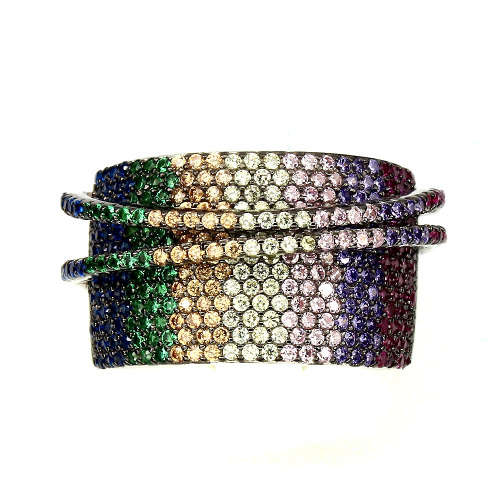 "IN STOCK" New Designed Round 1mm Aaa Multi Color Cubic Zirconia 925 Sterling Silver Ring 8