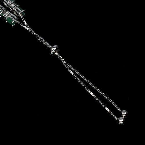 "IN STOCK"  Oval 6x4mm Top Rich Green Real Emerald Brazil 925 Sterling Silver Bracelet