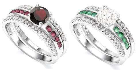 Garnet & Ruby or Topaz & Emerald 925 Sterling Silver Ring