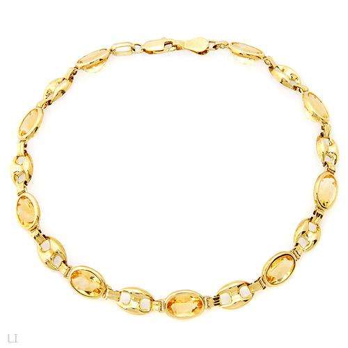 ***R14 785*** 14.65ctw Genuine Citrines Made of Yellow Gold Length 7in - Certificate Available