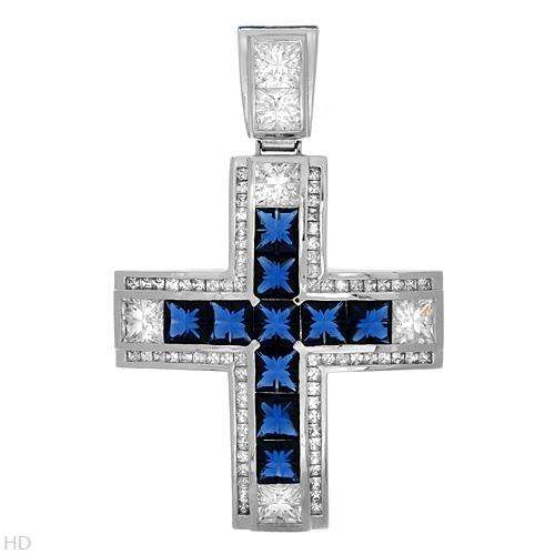 ***42GRAM SILVER!!!*** GORGEOUS 55CT TOPAZ AND CRYSTALS SET IN SOLID STERLING SILVER CROSS - HUGE!!!