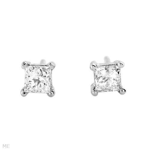***R4 480*** Stud Earrings With Genuine Princess Cut Diamonds Beautifully Designed in White Gold