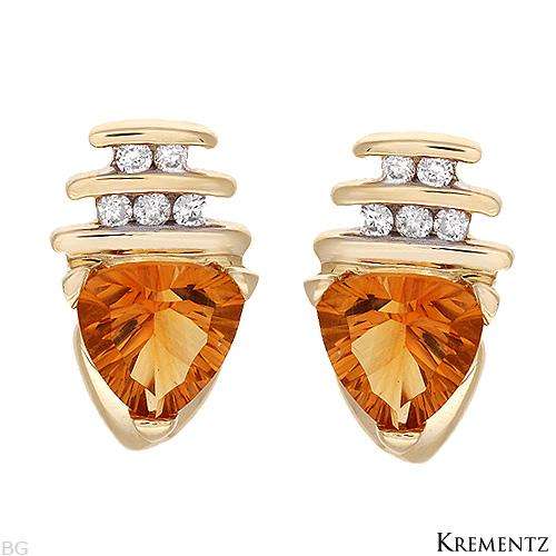 ***R12 400*** KREMENTZ Brand New Earrings With 2.60ctw Citrines and Genuine Clean Diamonds