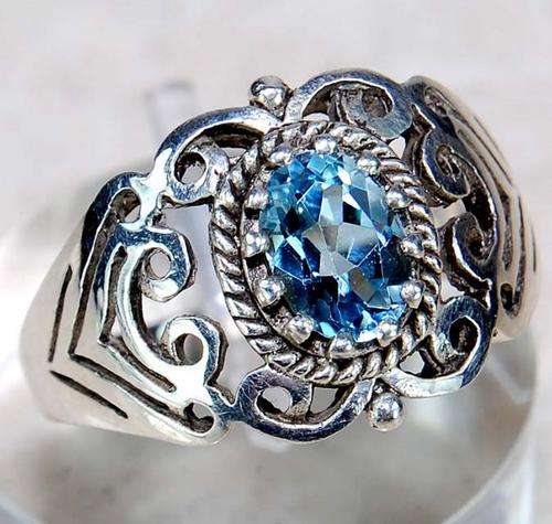 ***R1 960*** 2ct Aquamarine 925 Sterling Silver Filigree Ring Sz 7