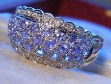 9CT SOLID GOLD AND REAL  TANZANITE & DIAMOND RING