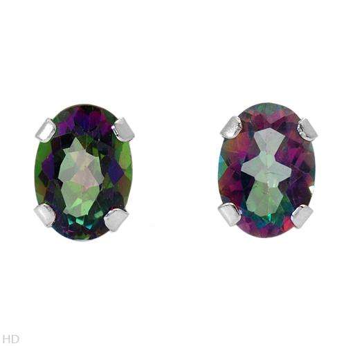 New Stud Earrings With 1.80ctw Genuine Topazes Made of 14K White Gold