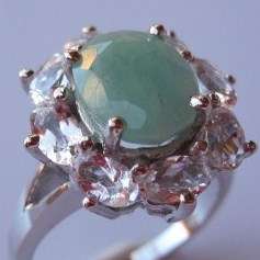 ***R2 620*** 5.30CTW Genuine Emerald & White Topaz .925 Sterling Silver Ring