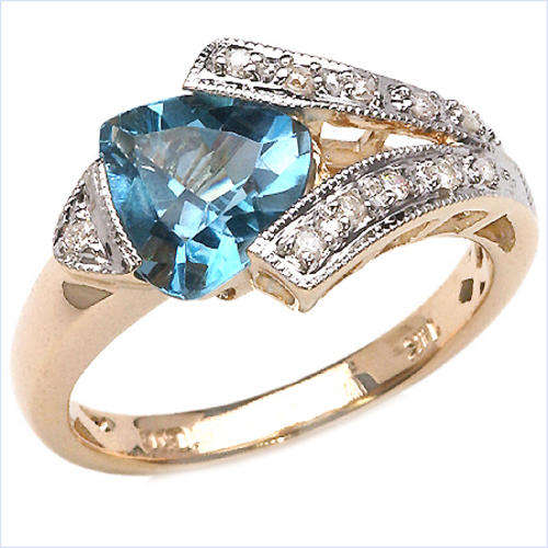***R14 580*** 2.11CTW Genuine Blue Topaz & Diamond 10K Yellow Gold Ring