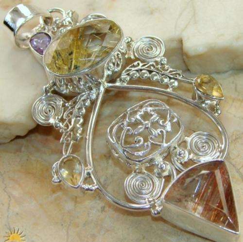 **R2 430** 23.8 GRAM, RARE RUTILATED QUARTZ & 925 SILVERpendant JEWELRY