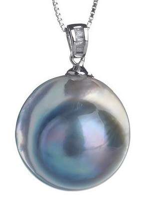 **R3 600** pale blue mabe pearl pendant 925 silver fitting AND solid silver chain