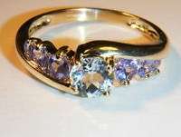 ***R5 900***  9CT GOLD TANZANITE & AQUAMARINE RING SIZE L