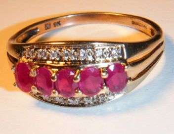 ***R12 450*** SOLID 9CT GOLD GENUINE RUBY & DIAMOND RING SIZE L