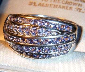 SUPERB 9CT SOLID GOLD TANZANITE LARGE BAND RING SIZE O