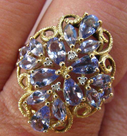 ***R23 000*** SUPERB 9CT GOLD HUGE TANZANITE & DIAMOND RING SIZE P