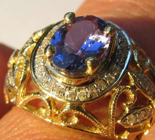 ***R42 000*** 14Kt 2.50ct Yellow Gold Diamond and Tanzanite Ring