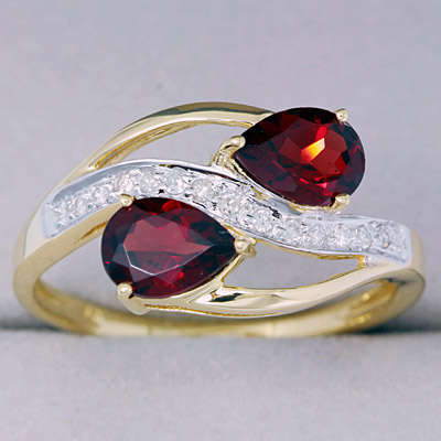 9K Solid YG Genuine 1.8ct Garnet and Diamond Ring