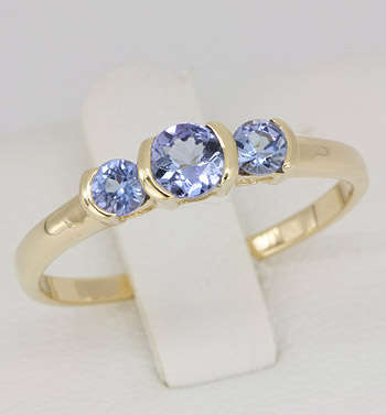 9K Solid YG Genuine Tanzanite Ring
