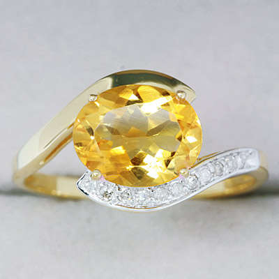 ***R22 970*** 9K Solid Yellow Gold Genuine 2.29ct Citrine and Diamond Ring