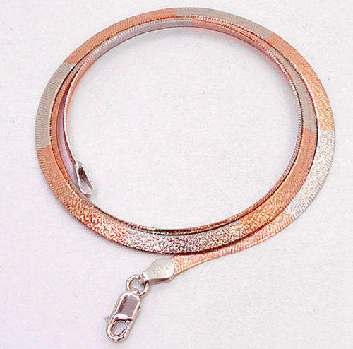 ***R1 800*** ITALIAN ROSE GOLD 925 SILVER FLAT CHAIN NECKLACE