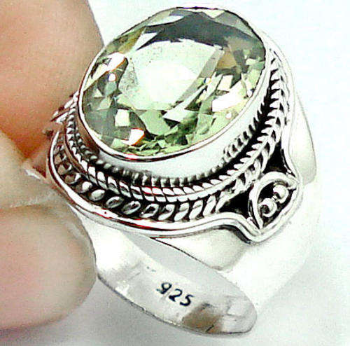 ***R1 900*** GREEN AMETHYST 925 STERLING SILVER RING
