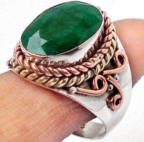 ***R2 300*** 9cttw VICTORIAN EMERALD 925 SILVER RING