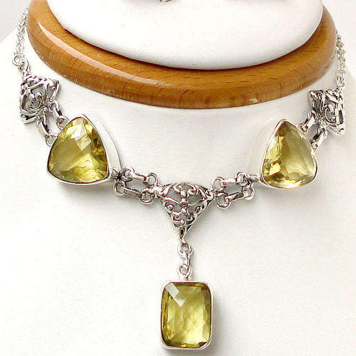 **R6 400** 44cttw LEMON TOPAZ 925 STERLING SILVER NECKLACE