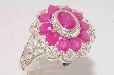 ***MONEY- BACK GUARANTEE*** 2.19CT FLOWER DESIGN OVAL CUT RUBY RING STERLING SILVER