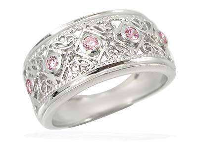 ***MONEY- BACK GUARANTEE*** Genuine Pink Sapphire Silver Carving Ring