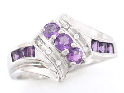 ***MONEY- BACK GUARANTEE*** Topaz & Amethyst Gemstones Sterling Silver Ring