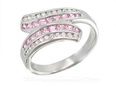 ***MONEY- BACK GUARANTEE*** Pink and White Sapphire Sterling Silver Ring