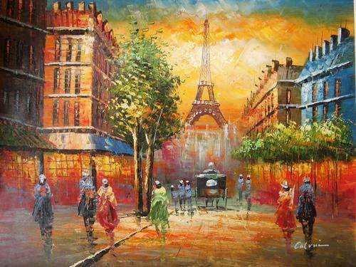 Paris Street Oil Painting by Calvin, 51cm x 61cm