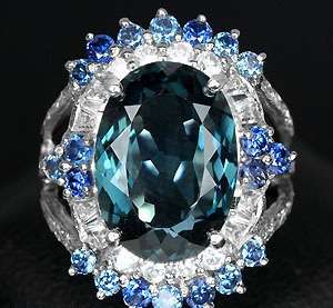 ***IN A DIFFERENT CLASS!!!*** DELUXE! REAL LONDON BLUE TOPAZ SAPPHIRE GOLD AND SILVER RING