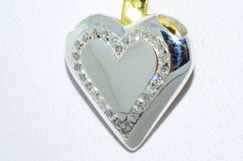 .20CT DIAMOND HEART PENDANT ROUND CUT .925 STERLING SILVER!