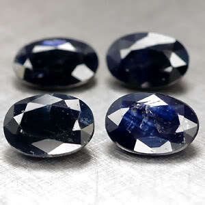 2.82 CT.NATURAL OVAL DARK BLUE SAPPHIRE JEWELRY SET 4Pcs