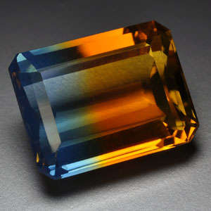 18.50ct.AWESOME BI-COLOR QUARTZ ORANGE BLUE OCT GEM